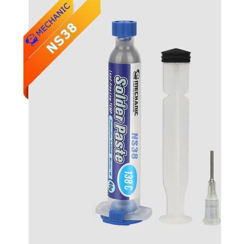 Soldering Paste MECHANIC NS38 138℃ Lead-Free Low Temperature Environmental Protection Patch Melting Point Syringe Tin Mud