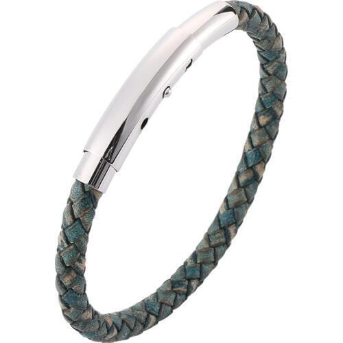 Simple Vintage Braided Leather Bracelet Men Women Jewelry S.Steel Clasp Adjustable Bracelet Leather Male Wristband Gifts SP0395