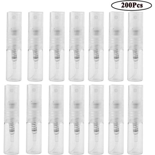 200Pcs/Lot 2ML Transparent Plastic Spray Bottle Small Cosmetic Packing Atomizer Perfume Bottles Atomizing Spray Liquid Container
