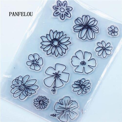 PANFELOU The wild flowers Transparent Silicone Rubber Clear Stamps cartoon for Scrapbooking/DIY Easter wedding album