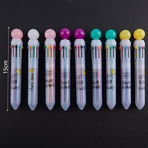 Cute Candy Color Multi 10 Color In One Set Ballpoint Pen Writing Stationery
