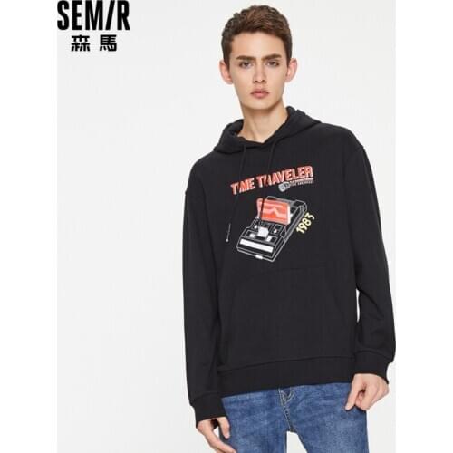 SEMIR Hooded Hoodies Men Print Retro Men Personality Casual Sweatshirt 2021 Autumn New Men Ins Trend Tops