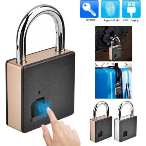Smart Fingerprint Padlock Stainless Steel Biometric Portable Outdoor Padlock inteligente Fipilock dustproof, waterproof Lock