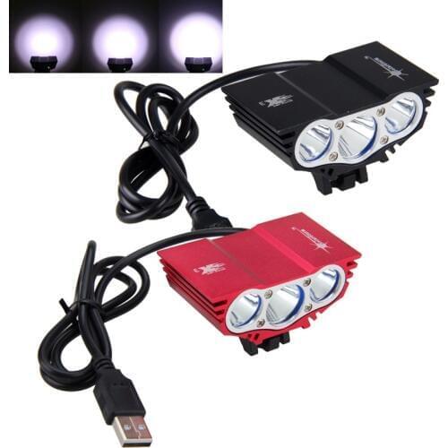 USB Bike Light 3*T6 LED MTB Bicycle Light Waterproof Cycling Lamp for Safety Night Riding No Battery