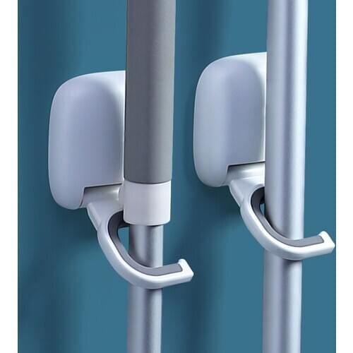 Bathroom Rack Punch-free Bathroom Wall Hanging Broom Hanger Mop Clip Non-drilled Save Space Self-adhesive Non-Slip Broom Holder