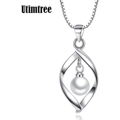 Utimtree 925 Sterling Silver Pearl Pendant Necklace Choker for Women Water Drop Statement Necklaces Jewelry