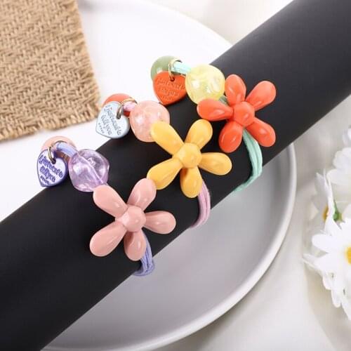1PCS Lovely Flowers Ball Elastic Hair Bands For Girls Handmade Bow Creativity Headband Scrunchy Kids Hair Accessories For Women