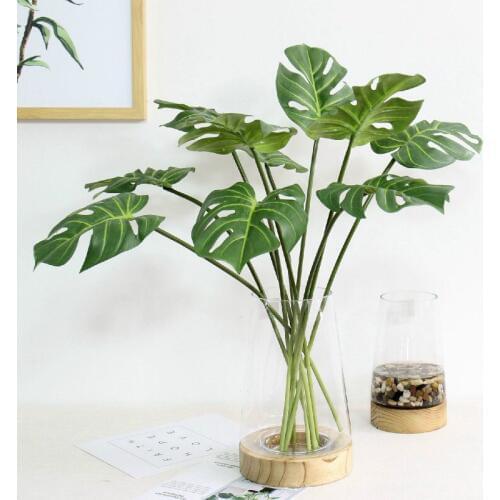 1pcs Real Touch Artificial Palm Tree Leaves Latex Coating Monstera Leaf Plastic Plant Branch for Home Wedding DIY Decoration