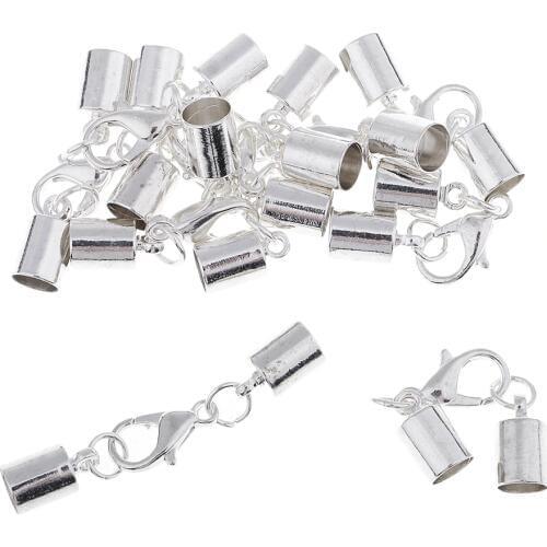 10Pcs Silver Color Kumihimo Leather Cord Bracelet Ends Caps Jewelry Making Findings
