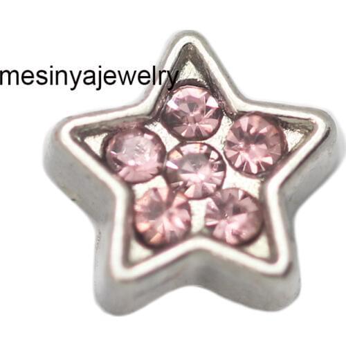 10pcs pink piont star floating charms for glass locket Min amount $15 per order mixed items, FC-921