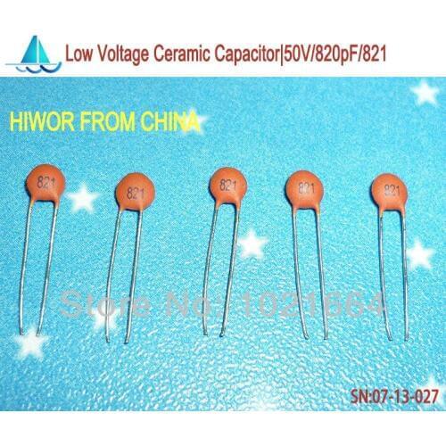 1000pcs/lot)(Ceramic Capacitors|Low) 50V 820pF 821, Low Voltage Ceramic Disc Capacitor, TOL.10
