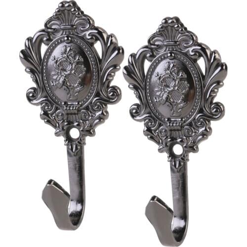 2pcs Rose Pattern Vintage Zinc Alloy Drapery Curtain Holdbacks Tieback Hooks (Black/Bronze/Golden/Red Copper/Sliver)