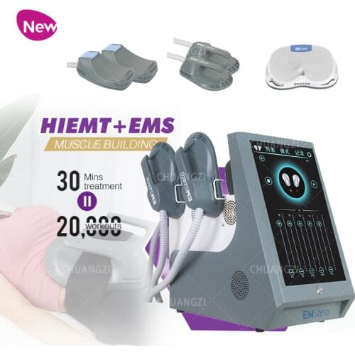 Portable 4 Handles Tesla Hi-Emt Emslim Electromagnetic Muscle Stimulation Device With RF Fat Loss Ems Spare Part Manufacturer