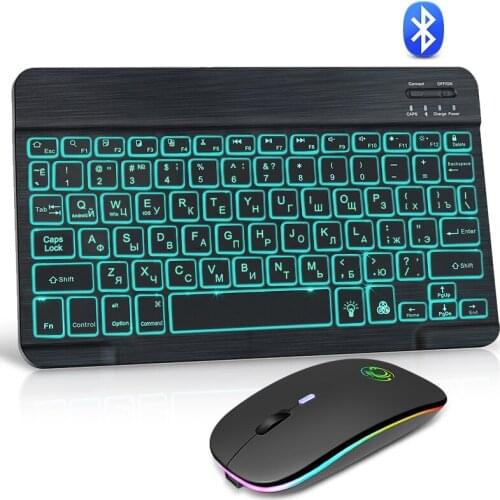 Wireless bluetooth keyboard and mouse combo set rechargeable Russia Spain for Android iOS Windows Phone tablet ipad pro