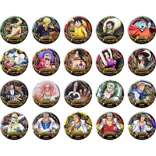 ONE PIECE Anime Badge Jinbe Luffy Zoro Sanji Buggy Ivankov Ace Moria Mihawk Kuma Koby Metal Badge Brooch Pins