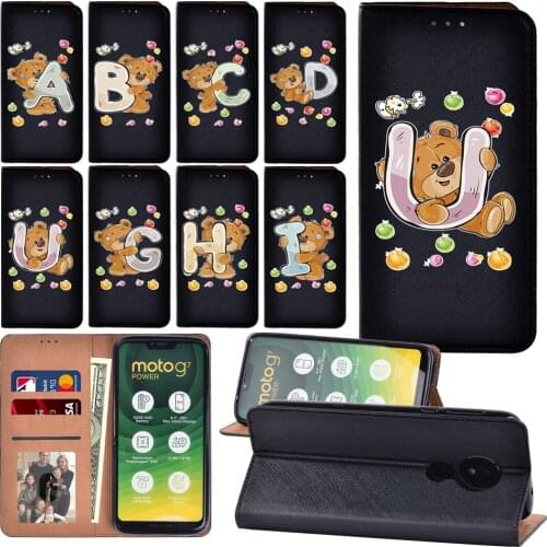 Flip Case for Moto E6 Plus/E6 Play/E6s (2020)/G7 Power/G7 Play/G8 Plus/G8 Power/G8 Power Lite Initial Name Luxury Phone Cover