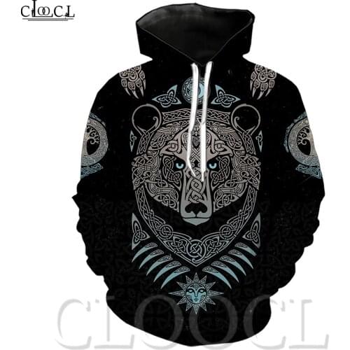 CLOOCL Viking and Animal Bear 3D Print Men Women Hoodie Harajuku Autumn Sweatshirt Unisex Casual Jacket Tracksuit Drop Shipping