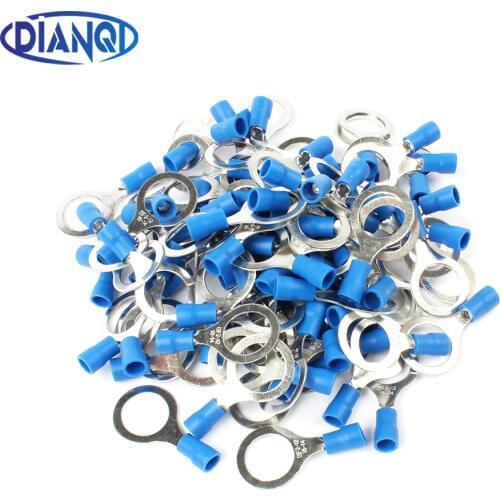 DIANQI RV2-12 Blue Ring insulated terminal 100PCS/Pack suit 1.5-2.5mm cable Crimp Terminal Cable Wire Connector