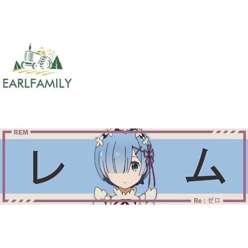 EARLFAMILY 13cm x 4.2cm for Rem Drift Slap Car Sticker Custom Printing Decal Scratch-Proof Waterproof Windshield VAN Decoration