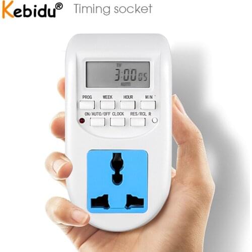 KEBIDU Digital Timer Socket EU Plug Programmable Switch Energy Saving Auto Smart LCD Electronic 24h 7day Week for Home Use