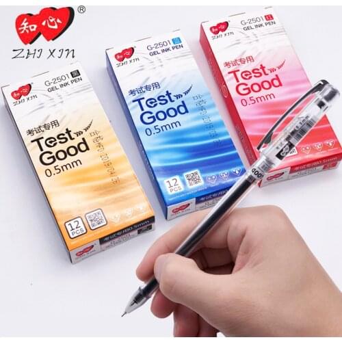 12pcs/set ZHIXIN 3 Colors Gel Pen Test Good High Capacity Black Red Blue Gel Ink Pens 0.5mm Office School Supplies G-2501 4.8