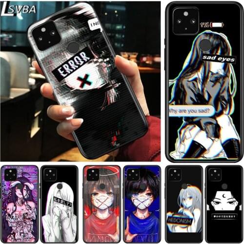 Sad Anime Aesthetic Senpai Shockproof Cover for Google Pixel 5 4 5A 4A XL 5G Black Phone Case Shell Soft Fundas Coque Capa