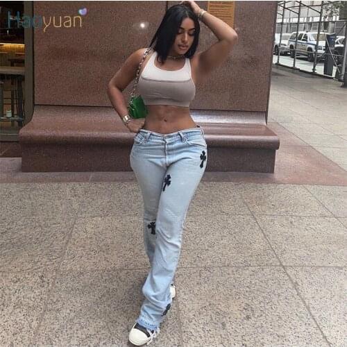 Женские джинсы с вышивкой HAOYUAN China At AliExpress