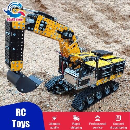 2544 Pcs Remote Control Alloy Excavator 2.4G 12 Channel Diy Building Block Rc Car Construction Bricks Electric Toys for Boy Kid