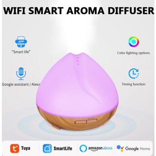 WiFi Colorful Humidifier EU 400ml Ultimate Aromatherapy Diffuser Smart Life/Tuya APP Remote Control Work With Alexa Google Home
