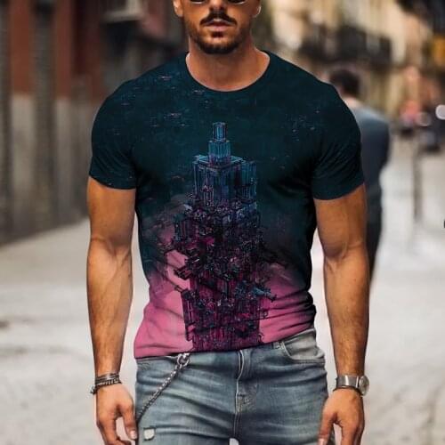 Summer short sleeve 3D printing Tiger mens casual T-shirt fashion trend trendy mens young handsome T-shirt top
