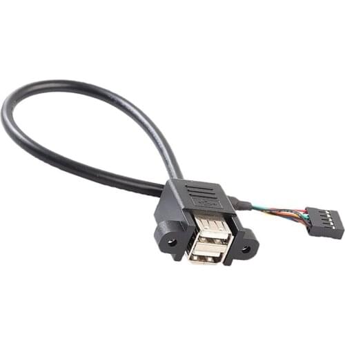 HOT-Extension Cable Dual USB 2.0 to 9 Pin Converter Cable for Motherboard Female to Male Rope F to M