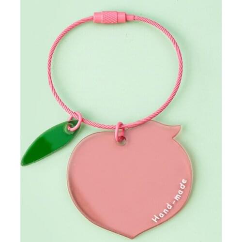 Cute Peach Keychain Kawaii Airpods Fruits Key Chain Accessories Pendant For Clothes Backpack Acrylic Keyring Phone Charm