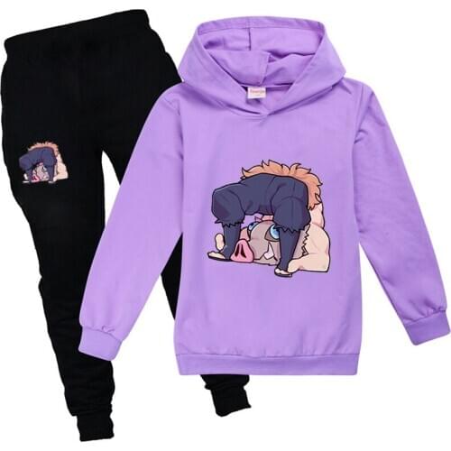 Fashion Autumn Clothes for Kids Children Long Slleve Cartoon Demon Slayer Toddler Girls Clothing Sets Kimetsu Boy Hoodies Pants