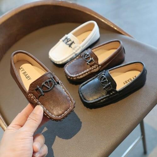 Kids Dress Shoes For Boys Children Loafers Fashion New Flat PU Leather Slip-on Soft Bottom Boat Shoes Moccasin Of Toddler Baby