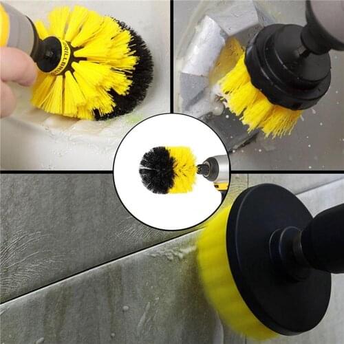 Electric Drill Brush Kit Plastic Cleaning Brush Stainless Steel Brush Handle Easy to Clean for Carpet Glass Tile Car Tires