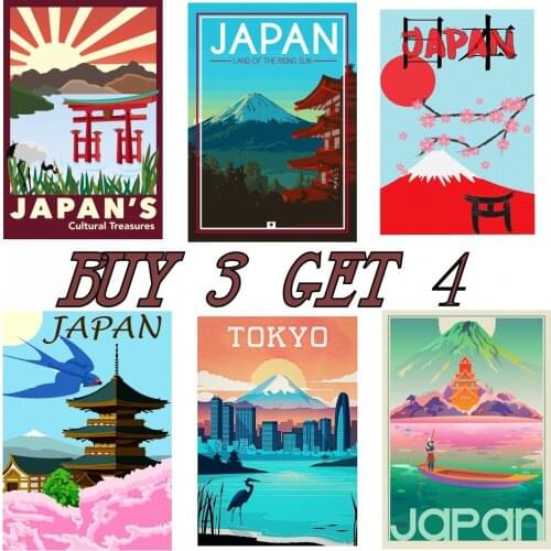 2019 New Hot Tourism World Travel City Cover japan tokyo Vintage Landscape Poster Art Painting coated Poster Wall Home Decor