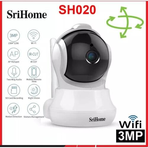 New SH020+ With 3.6mm Lens Wifi 3MP 1296P Wireless PTZ IP AI Auto Tracking Human Detection Night Vision Surveillance Camera