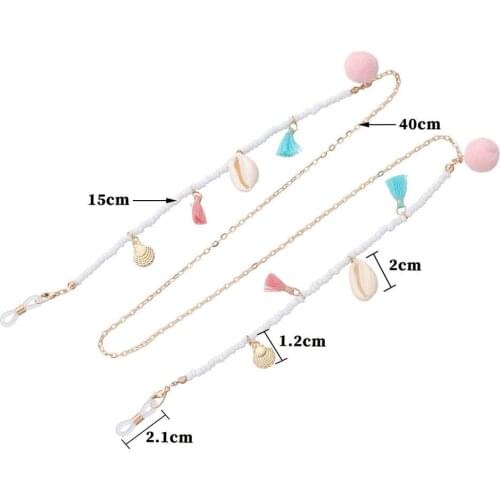 Shell Tassel Beads Gold Link Chain Eyeglasses Chains Reading Glasses Sunglasses Strap Cord Holder Face Mask Neck Head Band Gift
