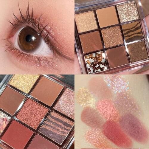 9 Color Eyeshadow Palette Diamond Makeup Palette Shimmer Pigmented Matte Eye Shadow Glitter Earth Pumpkin Color Cosmetics