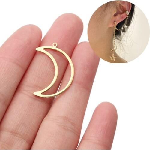 Wholesale 100pcs Crescent Moon Frame Charms Pendant For Earrings Necklace Jewelry Findings Making