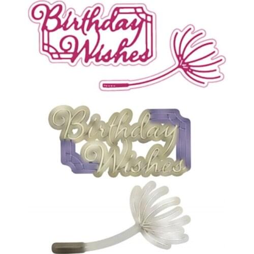 Birthday Wishes 2021 New Metal Cutting Stencil Diary Scrapbooking Easter Craft Engraving Making Stencil Diy Greeting Card