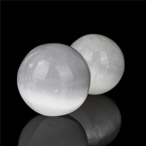 Natural Gypsum Selenite Sphere Reiki Decoration