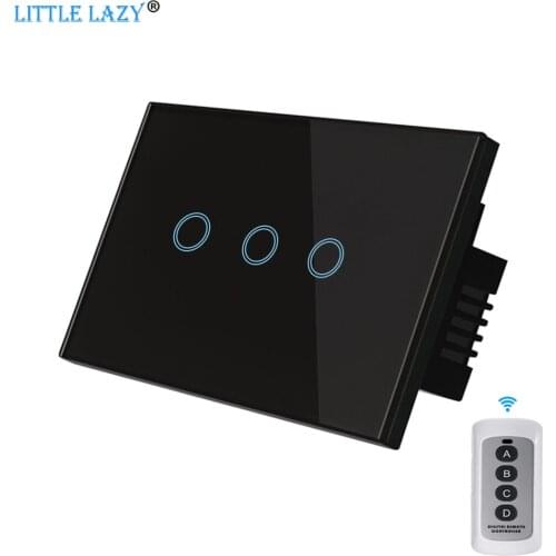RF 433 Wall Touch Switch Light-Switch 1 Way 3Gang Support 433Mhz Wireless Remote Control 110-240V US