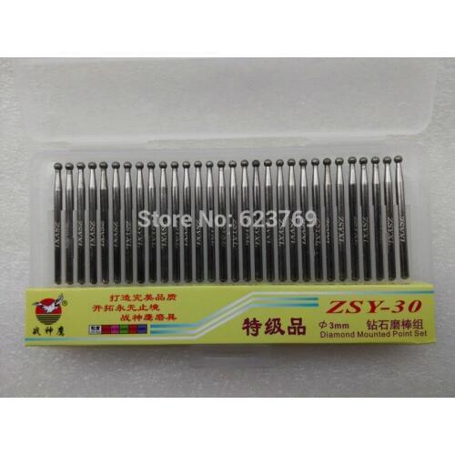 RZZ Dremel Rotary Tool Drill Bit Diamond Burrs Bur Bit Diamond Mounted Point Set Free Ship 2set/lot 3mm Ball