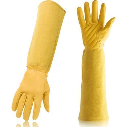 Gardening Gloves Professional Rose Trim and Cut Protection Gloves, Work Garden Gloves (M, Yellow)
