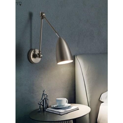 Nordic Retro Industrial Telescopic Swing Arm Rocker Wall Lamp Metal Iron Art Study Bedroom Reading Bedside sconce wall lights