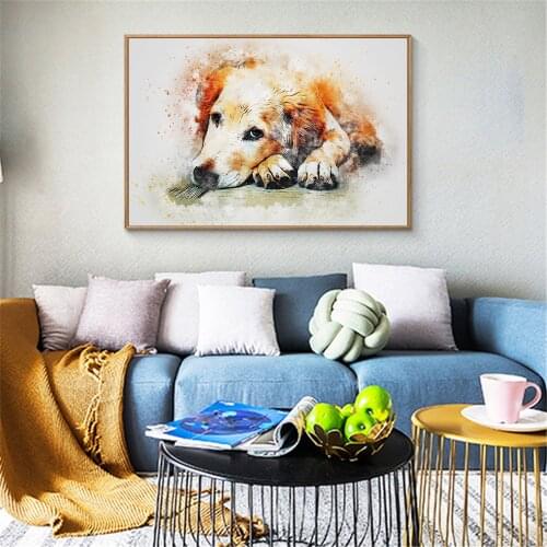 Dog decoration Animal Print Watercolor Dogs Painting Abstract Wall Art Posters and Prints Canvas Picture for Kitchen Home Decor