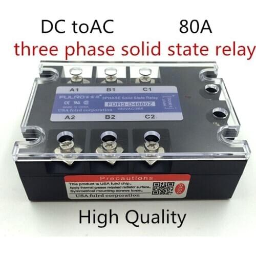 High Quality three phase DC to AC 80A Solid-state relay with heat sink