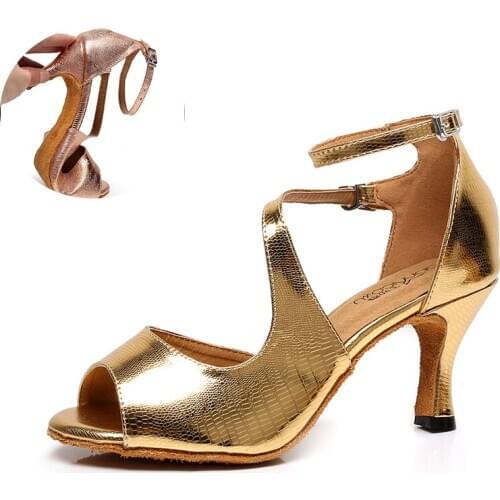 Women latin dance shoes gold ballroom salsa dancing shoes for party wedding girls soft sole practice latino dance-shoes