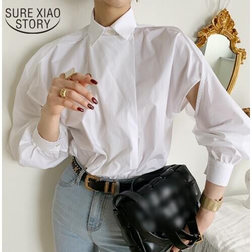 Casual Vintage Plus Size Shirt for Women Spring New Fashion Puff Sleeve White Blouse Women Korea Button Female Clothing 13478